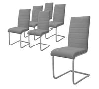 ML-Design Lot de 6 Chaises de Salle à Manger Gris en Simili Design Cantilever Chaise Pied Luge Assise Rembourrée Ergonomique Dossier Haut Piètement Métallique pour Bureau Table Cuisine Salon