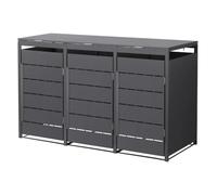 ML-Design Abri Cache pour 3 Poubelles, 196x80x120 cm Capacité 240L, Anthracite en Acier, Couvercle Rabattable et Porte Clôture, Protection Visuelle, Habillage de Conteneurs, Résistant aux Intempéries