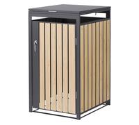 ML-Design Box pour 1 Poubelle, 240L, 68x80x116,3 cm, en Acier, Anthracite/Aspect Mélèze, Résistant aux Intempéries, Habillage de Poubelle avec Couvercle Rabattable/Porte, Conteneur Abri Hangar