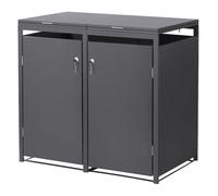ML-Design Abri de Poubelle, pour 2 Conteneurs à Ordures, 240L, 132x80x116,3 cm, Acier, Anthracite, Conteneur avec Couvercle Rabattable, 2X Portes à Poignées, 4 Clés, Résistant aux Intempéries