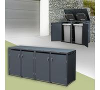 ML-Design Abri de Poubelle, pour 4 Conteneurs à Ordures, 240L, 264x80x116,3 cm, Acier, Anthracite, Conteneur avec Couvercle Rabattable, 4X Portes à Poignées, Cache Poubelle, Résistant aux Intempéries