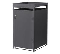 ML-Design Abri pour 1 Poubelle 240L, 68x80x124cm, en Acier, Anthracite, avec Porte à Poignées et 2 Clés, avec Jardinière, Conteneur Extérieur, Moderne, Résistant aux Intempéries, Habillage de Poubelle