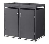 ML-Design Abri pour 2 Poubelles 240L, 132x80x124cm, en Acier, Anthracite, avec Porte à Poignées et 2 Clés, avec Jardinière, Conteneur Extérieur, Moderne, Résistant aux Intempéries, Habillage Poubelle