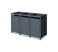 ML-Design Abri pour 3 Poubelles jusqu'à 240 L, Acier, Anthracite, LxlxH-200x80x124 cm,