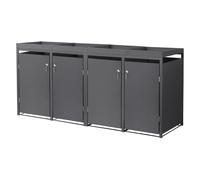 ML-Design Abri pour 4 Poubelles 240L, 264x80x124 cm, en Acier, Anthracite, avec Porte à Poignées et 8 Clés, avec Jardinière, Conteneur Extérieur, Moderne, Résistant aux Intempéries, Habillage Poubelle