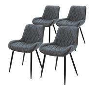 ML-Design Lot de 4 Chaises de Salle à Manger, avec Dossier et Accoudoirs, Anthracite, Assise en Simili PU, Pieds en Métal, Chaise Rembourrée de Cuisine Salon Bureau, Matériel de Montage Inclus
