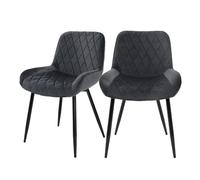 ML-Design Lot de 2 Chaises Salle à Manger avec Dossier et Accoudoirs, Anthracite, Siège en Velours Doux, Pieds Métal, Fauteuils Cuisine ou Salon, Coussin Rembourré Confortable, Style Moderne