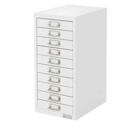 ML-Design Armoire à Dossiers avec 10 Tiroirs, avec Porte-Étiquette, 28x38x60 cm, Blanche, en Acier, Classeur pour Documents Format A4, Meuble de Classement, Caisson de Bureau, pour Rangement d'Outils