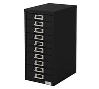 ML-Design Armoire à Dossiers avec 10 Tiroirs, avec Porte-Étiquette, 28x38x60 cm, Noir, en Acier, Classeur pour Documents Format A4, Meuble de Classement, Caisson de Bureau, pour Rangement d'Outils