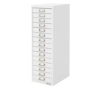 ML-Design Armoire à Dossiers avec 15 Tiroirs, avec Porte-Étiquette, 28x38x87 cm, Blanche, en Acier, Classeur pour Documents Format A4, Meuble de Classement, Caisson de Bureau, pour Rangement d'Outils