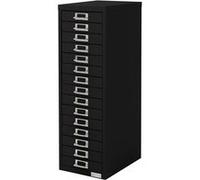 ML-Design Armoire à Dossiers avec 15 Tiroirs, avec Porte-Étiquette, 28x38x87cm, Noire, en Schwarz