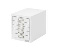 ML-Design Armoire à Dossiers avec 5 Tiroirs, avec Porte-Étiquette, 28x38x33 cm, Blanche, en Acier, Classeur pour Documents Format A4, Meuble de Classement, Caisson de Bureau, pour Rangement d'Outils