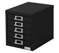 ML-Design Armoire à Dossiers avec 5 Tiroirs, avec Porte-Étiquette, 28x38x33 cm, Noir, en Acier, Classeur pour Documents Format A4, Meuble de Classement, Caisson de Bureau, pour Rangement d'Outils