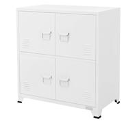 ML-Design Armoire de Classement Blanche, 75x40x80,5 cm, Acier, Armoire de Bureau à 4 pieds, Vestiaire à 4 portes, 2 Compartiments Intérieurs, Espace de Rangement, Stockage d'Objets, pour Salon Chambre