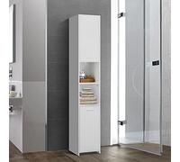 ML-Design Armoire de Salle de Bain, Blanc, 30 x 30 x 190 cm, Meuble Haute, 6 Compartiments et 2 Portes, Panneau MDF Finition Mélaminée, Colonne Étroite de Rangement, Cabinet de Toilette, Robuste