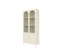ML-Design Armoire Vitrée Haute 80x185x40 cm en Acier Crème avec 4 Etagères/Casiers et 4