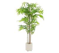 ML-Design Bambou Artificiel 120cm Décoratif, Plante Verte Grande avec Tronc en Bois Véritable, Fausse Plante en Pot, Déco Aspect Naturel, Arbre pour Intérieur/Extérieur Chambre Balcon Salon Bureau