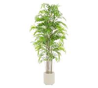 ML-Design Bambou Artificiel 180 cm Décoratif, Plante Verte Grande avec Tronc en Bois Véritable, Fausse Plante en Pot, Déco Aspect Naturel, Arbre pour Intérieur/Extérieur Chambre Balcon Salon Bureau