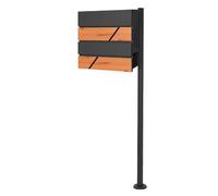 ML-Design Boîte aux lettres - Anthracite/Bois - Support acier inox