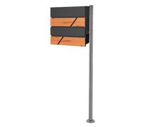 ML-Design Boîte aux lettres - Anthracite/Bois - Support argenté