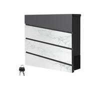 ML-Design Boîte aux Lettres Murale 37x37x11 cm, Anthracite/ Façade Imitation Marbre Blanc,