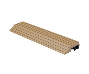 ML-Design Bordure de Finition WPC Droite Teck pour Dalles de Sol Clipsable, 30x2x7,5 cm, Aspect Bois, Plinthe Elément de Terminaison, Bords de Carreaux Antidérapantes, Lame Profilé avec Drainage