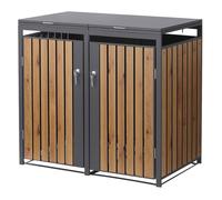 ML-Design - Box pour 2 poubelles 240 L 132x80x116,3 cm - Acier anthracite aspect chêne