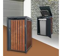 ML-Design Box pour 1 Poubelle, 240L, 68x80x116,3 cm, en Acier/Acier Corten, Anthracite/Aspect Rouille, Habillage de Poubelle avec Couvercle Rabattable/Porte, Conteneur Abri Hangar Cache-Poubelle