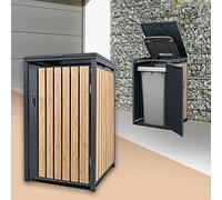 ML-Design Box pour 1 Poubelle, 240L, 68x80x116,3 cm, en Acier, Anthracite/Aspect Mélèze, Résistant aux Intempéries, Habillage de Poubelle avec Couvercle Rabattable/Porte, Conteneur Abri Hangar