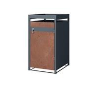 ML-Design Box pour 1 poubelle 240 L, toit végétal, acier anthracite, verrouillable 68×80×124 cm