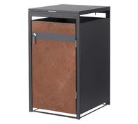 ML-Design Box pour 1 Poubelle, jusqu'à 240L, 68 x 80 x 120 cm, en Acier, Anthracite/Aspect Rouillé Rouge-Brun, Résistant aux Intempéries, Habillage de Poubelle Verrouillable, Conteneur Abri Hangar