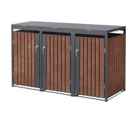 ML-Design Box pour 3 Poubelles, 240L, 200x80x120 cm, en Acier/Acier Corten, Anthracite/Aspect Rouille, Habillage de Poubelle avec Couvercle Rabattable/3 Portes, Conteneur Abri Hangar Cache-Poubelle