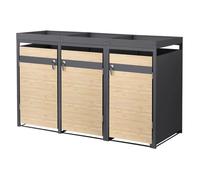 ML-Design Abri poubelles 3 portes, toit végétal, 240 L, acier Corten anthracite