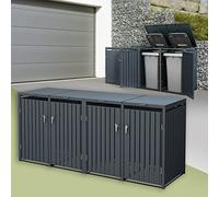ML-Design Box pour 4 Poubelles, 240L, 264x80x116,3 cm, en Acier, Anthracite, Résistant aux Intempéries, Habillage de Poubelle avec Couvercle Rabattable/4 Portes, Conteneur Abri Hangar Cache-Poubelle