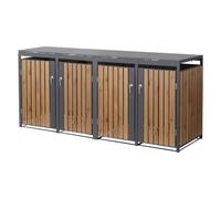 ML-Design Box pour 4 Poubelles, 240L, 264x80x120 cm, en Acier, Anthracite/Aspect Chêne, Résistant aux Intempéries, Habillage de Poubelle avec Couvercle Rabattable/4 Portes, Conteneur Abri Hangar