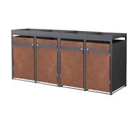 ML-Design Box pour 4 Poubelles avec Toit Végétal, jusqu'à 240L, 264x80x124 cm, Acier/Acier Corten, Anthracite/Aspect Rouillé, Résistant aux Intempéries, Habillage Verrouillable, Conteneur Abri