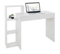 ML-Design Bureau avec 3 Étagères de Rangement, Table de Travail d'Ordinateur PC, Blanc, 110x72x40 cm, Bois, Système 2en1, Bureau d'Écriture/d'Étude Multifonctionnel, Moderne, pour Maison Home Office