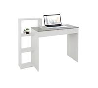 ML-Design Bureau avec 3 Étagères de Rangement, Table de Travail d'Ordinateur PC, Blanc avec Plateau Imitation Béton, 110x72x40 cm