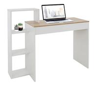 ML-Design Bureau avec 3 Étagères de Rangement, Table de Travail d'Ordinateur PC, Blanc/Plateau en Chêne Sonoma, 110x72x40 cm, Bois, Système 2en1, Multifonctionnel, Moderne, pour Maison Home Office