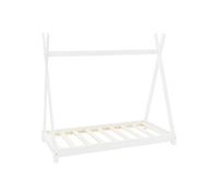ML-Design Cadre de Lit d'enfants Tipi 70x140 cm avec Sommier à Lattes, en Bois Massf Blanc, Tente Indien Stable et Robuste, Jouer, Dormir et se Défouler, pour Adolescents Fille et Garçon