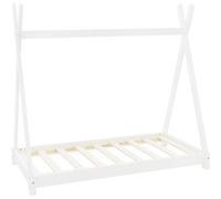 ML-Design Cadre de Lit d'enfants Tipi 70x140 cm avec Sommier à Lattes, en Bois Massf Blanc, Tente Indien Stable et Robuste, Jouer, Dormir et se Défouler, pour Adolescents Fille et Garçon