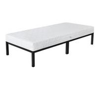 Cadre de lit métal noir avec matelas H:16 cm sommier à lattes intégré 90x200 cm