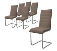ML-Design Chaise de salle à manger cuisine lot de 6, marron, chaise à bascule cantilever à haut dossier ergonomique similicuir métal
