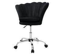 ML-Design Chaise de Bureau en Velours, Noir, Siège pour Maquillage Coiffeuse, Fauteuil avec Dossier Forme de Coquillage, Pivotante, Réglable en Hauteur, Assise Ergonomique, Chambre Salon Bureau