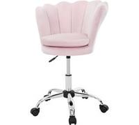 ML-Design Chaise de Bureau en Velours, Rose Claire, Siège pour Maquillage Coiffeuse, Fauteuil avec Dossier Forme de Coquillage, Pivotante, Réglable en Hauteur, Assise Ergonomique, Chambre Salon Bureau
