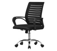 ML-Design Chaise de Bureau Ergonomique, Noir, Réglable en Hauteur avec Accoudoirs, Fauteuil en Tissu Filet Respirant, Fonction Bascule, Pivotante à 360° avec roulettes, Chaise d'Ordinateur, Gaming