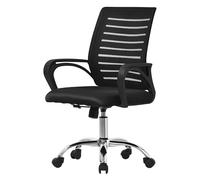 ML-Design Chaise de Bureau Ergonomique, Noir, Réglable en Hauteur avec Accoudoirs, Fauteuil en Tissu Filet Respirant, Fonction Bascule, Pivotante à 360° avec roulettes, Chaise d'Ordinateur, Gaming