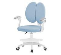 ML-Design Chaise de Bureau pour Enfant, 95-107 cm Bleu avec Dossier Divisé et Repose-Pieds, Fauteuil d'Étude Ergonomique Pivotant à 360°, Hauteur Réglable, Accoudoirs Rabattables, Tissu Respirant