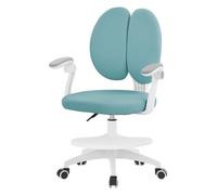 ML-Design Chaise de Bureau pour Enfant, 95-107 cm Pétrole avec Dossier Divisé et Repose-Pieds, Fauteuil d'Étude Ergonomique Pivotant à 360°, Hauteur Réglable, Accoudoirs Rabattables, Tissu Respirant