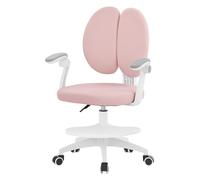 ML-Design Chaise de Bureau pour Enfant, 95-107 cm Rose avec Dossier Divisé et Repose-Pieds, Fauteuil d'Étude Ergonomique Pivotant à 360°, Hauteur Réglable, Accoudoirs Rabattables, Tissu Respirant
